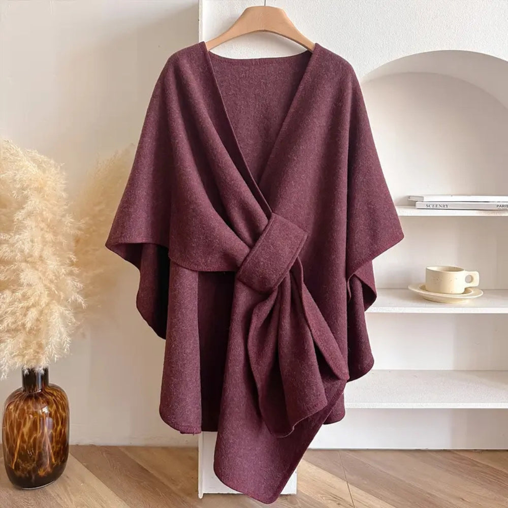 Luxe Winddichte Sjaal Jas met Elegante Drape