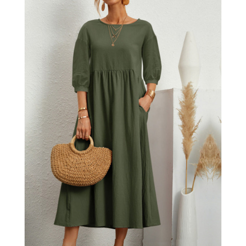 Elegante Zomerjurk met Smockdetail en Midi-lengte