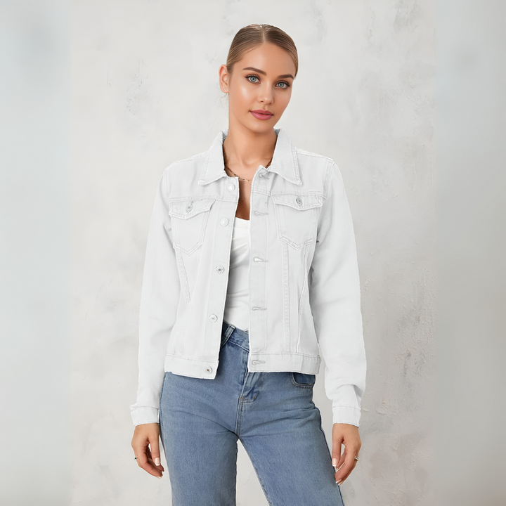 Dames klassieke button-down denimjas