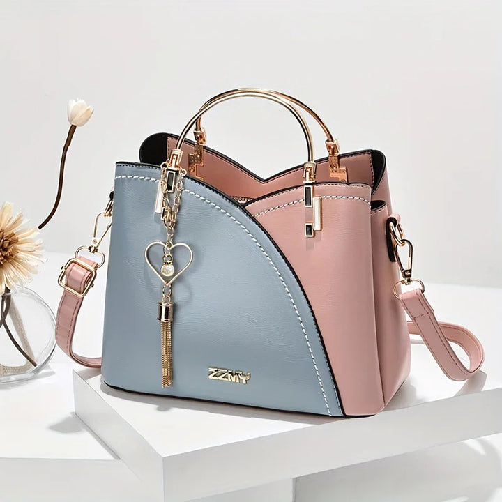 Selene – Grote Retro Dameshandtas met Contrastkleur en Veel Opbergruimte