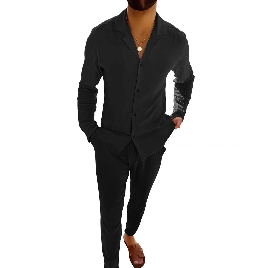Lange Mouwen met Reverskraag en Slim Fit Broek