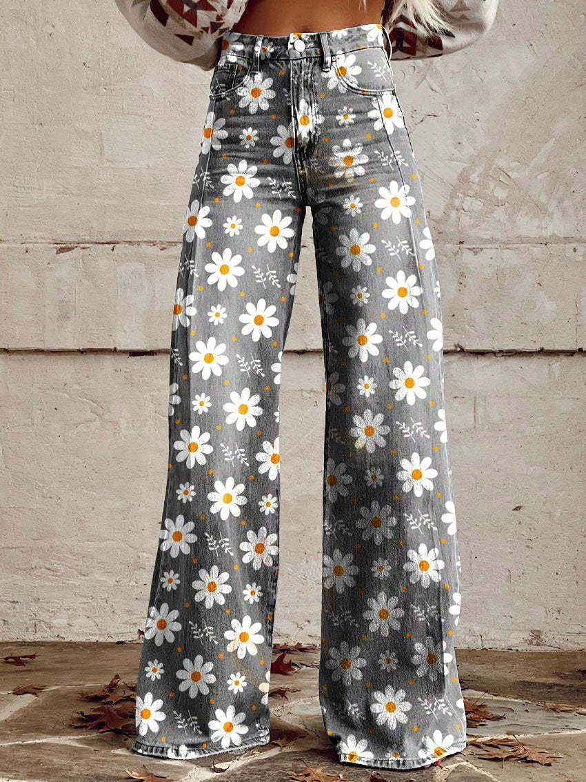 Wijde Broek voor Dames met Bloemenprint