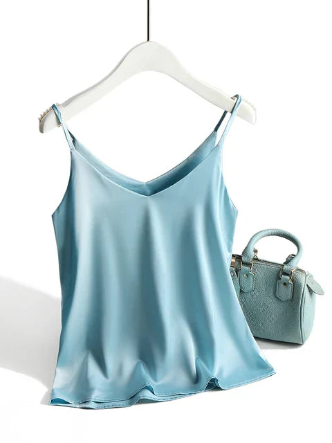 Basic Zijden Top Shirt Dames met Spaghettibandjes