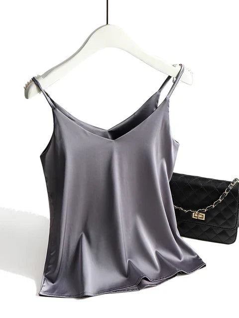 Basic Zijden Top Shirt Dames met Spaghettibandjes