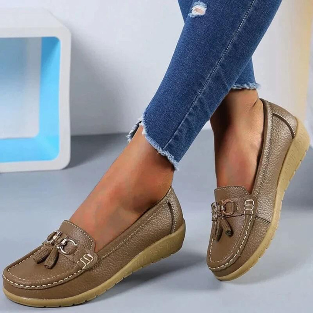 Retro wedge loafers voor dames