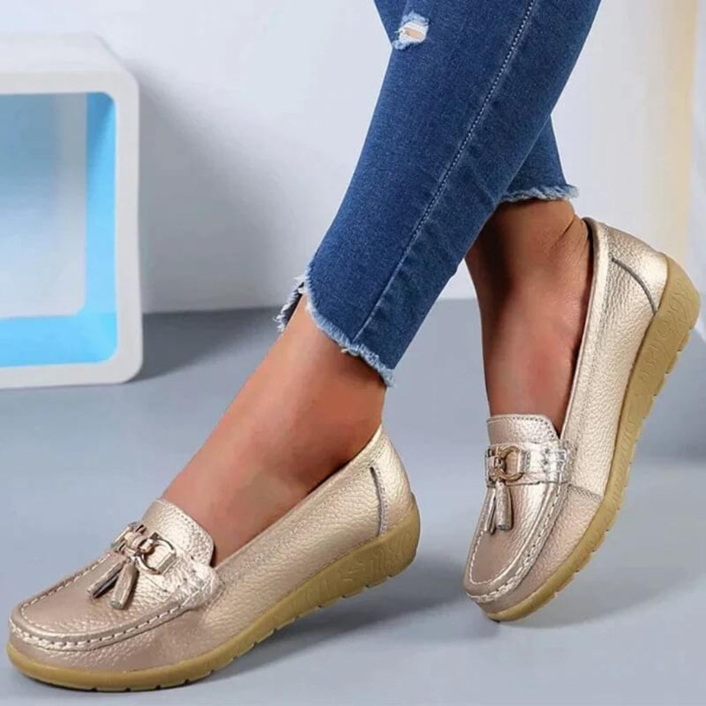 Retro wedge loafers voor dames