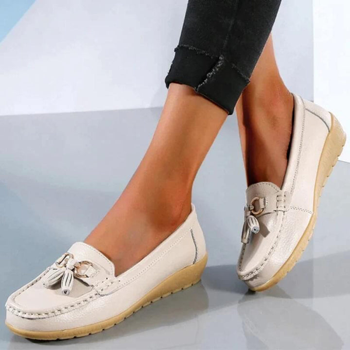 Retro wedge loafers voor dames