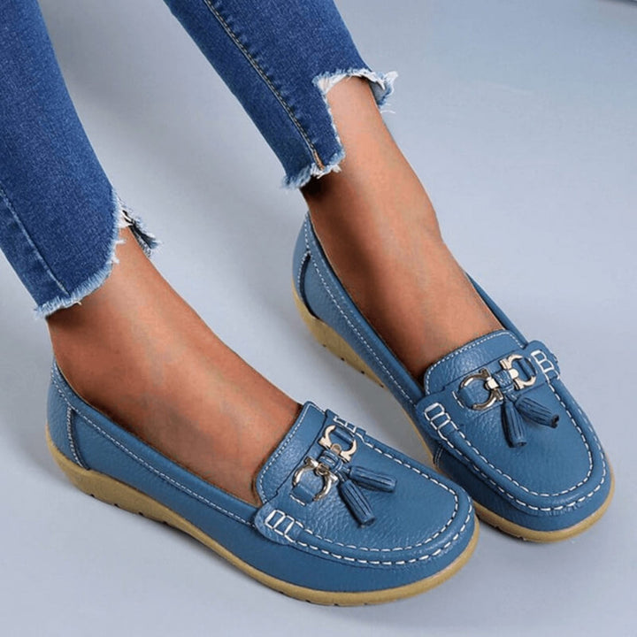 Retro wedge loafers voor dames