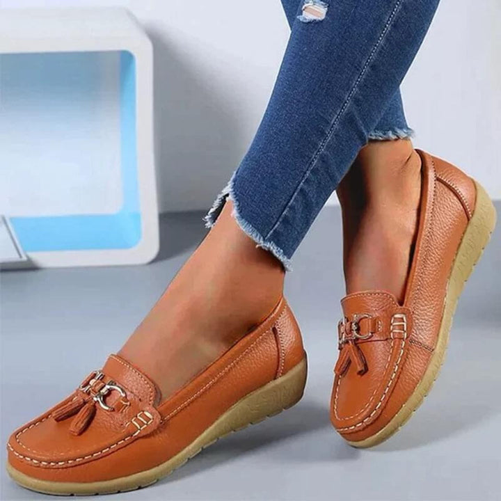 Retro wedge loafers voor dames