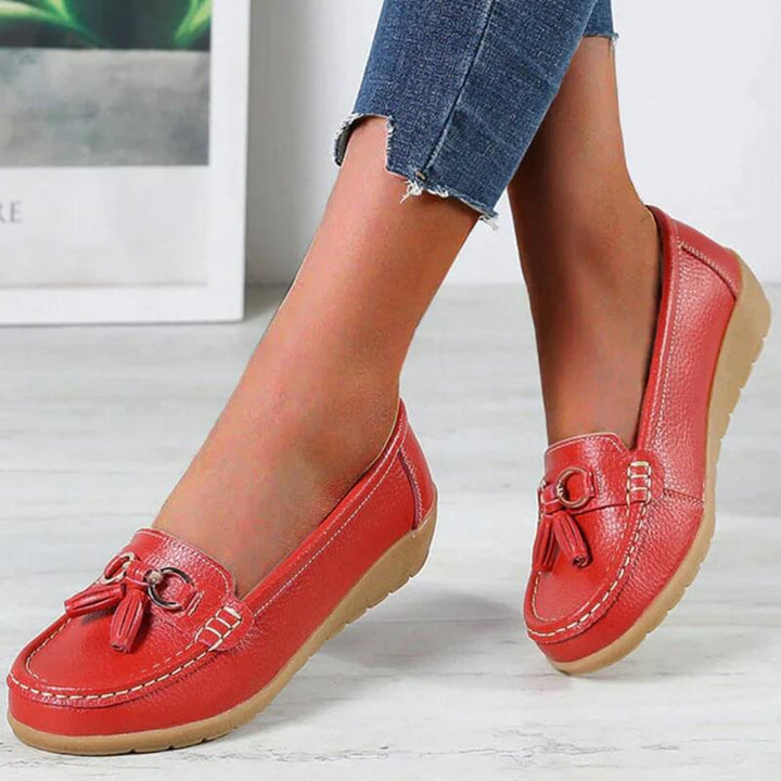 Retro wedge loafers voor dames