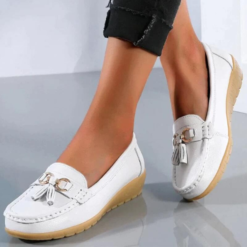 Retro wedge loafers voor dames