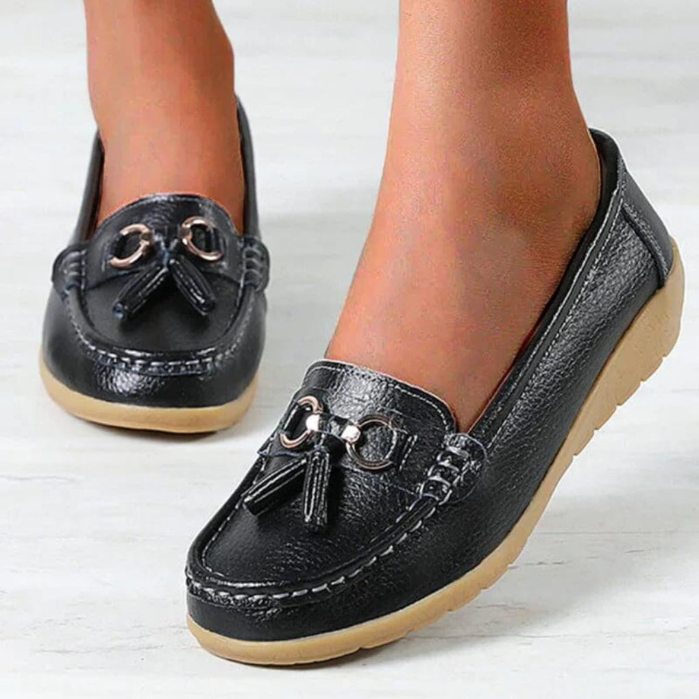 Retro wedge loafers voor dames