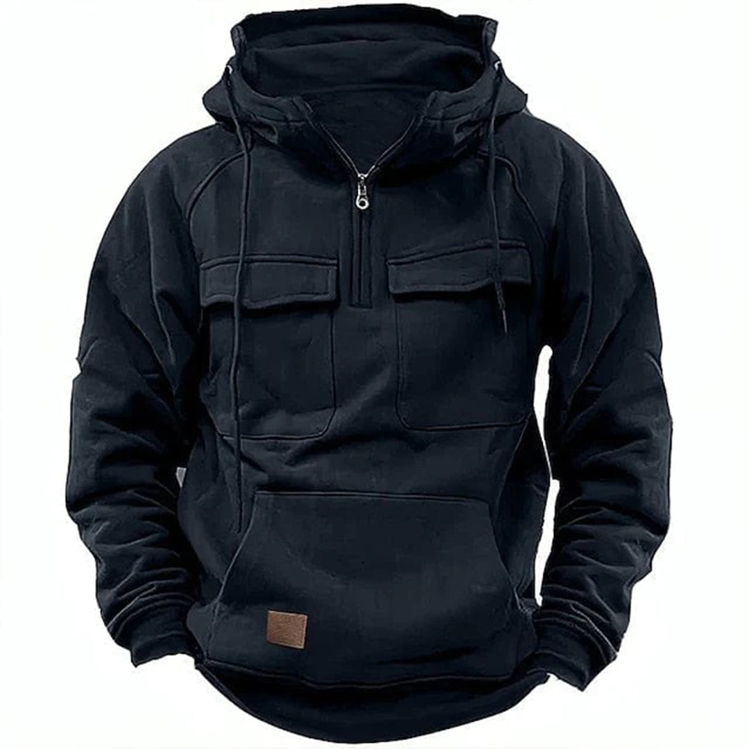 Retro Motor Hoodie voor Heren met Stoere Look en Praktische Details