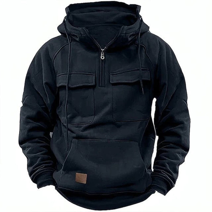 Retro Motor Hoodie voor Heren met Stoere Look en Praktische Details