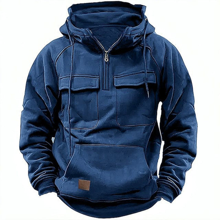 Retro Motor Hoodie voor Heren met Stoere Look en Praktische Details