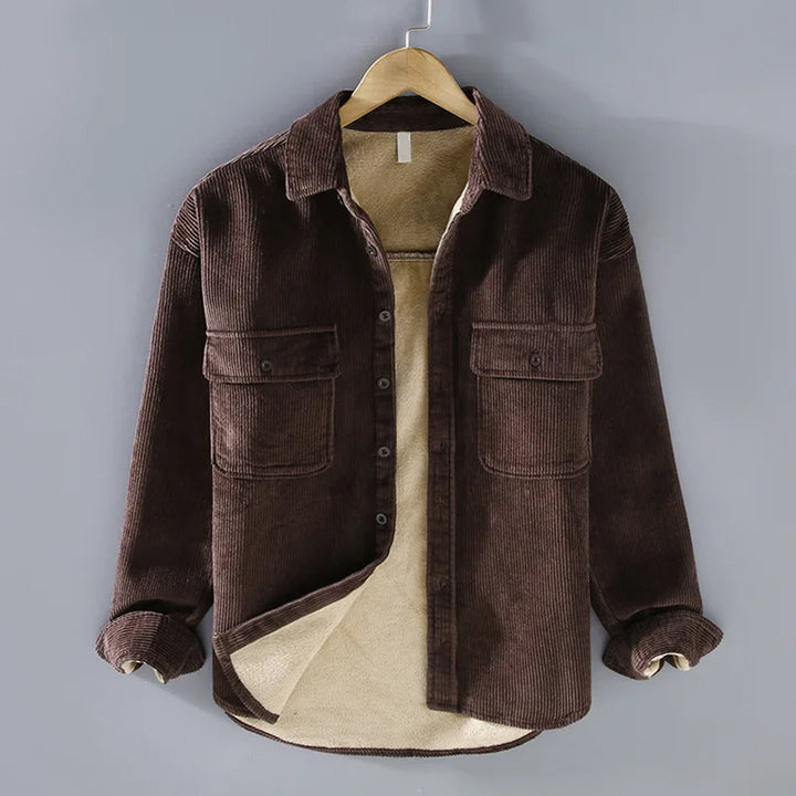 Warm Vintage Casual Heren Shirt met Fleece Voering