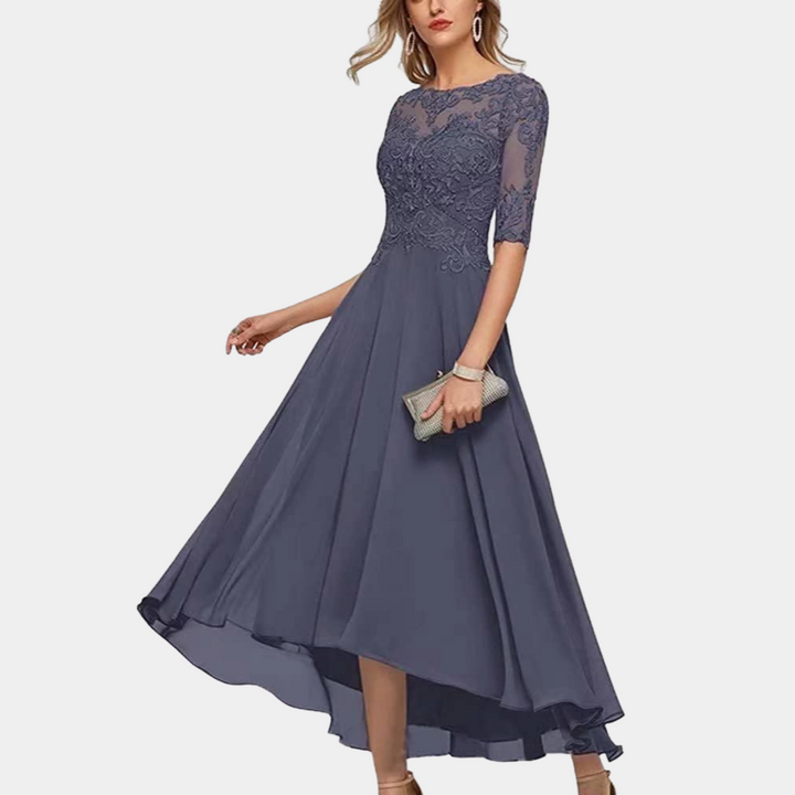 Ara - Elegante feest- avond maxi jurk met kanten details