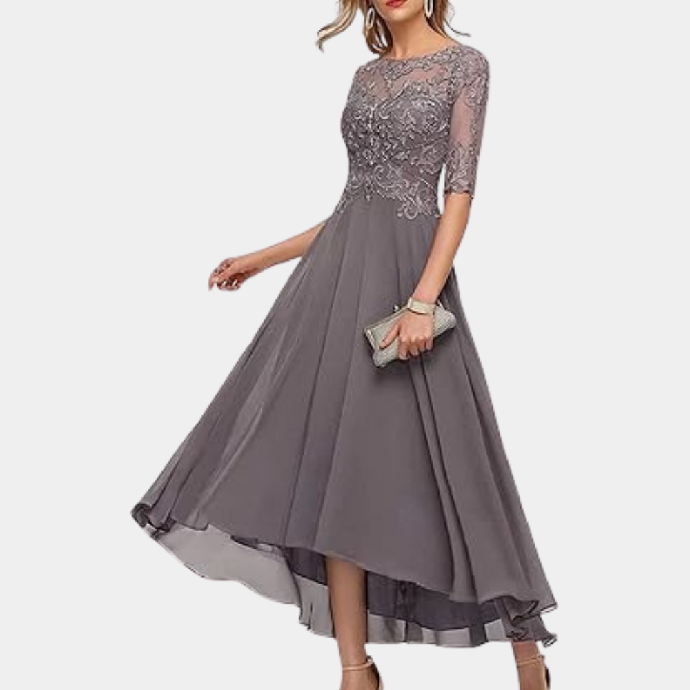 Ara - Elegante feest- avond maxi jurk met kanten details