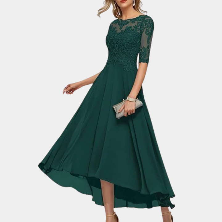 Ara - Elegante feest- avond maxi jurk met kanten details