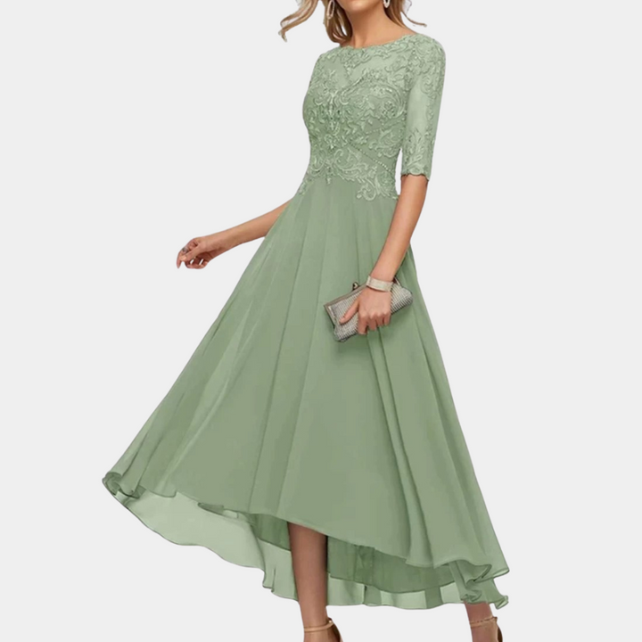 Ara - Elegante feest- avond maxi jurk met kanten details