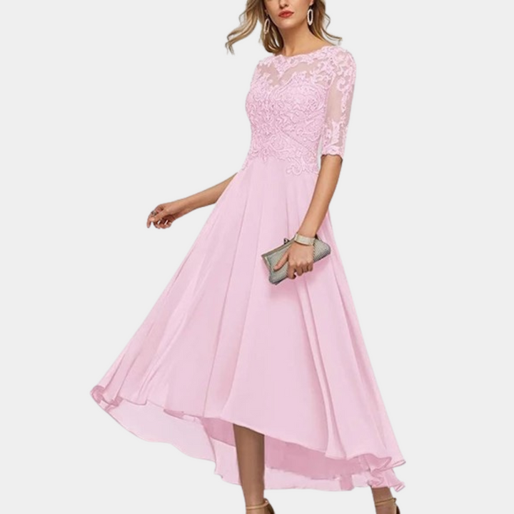 Ara - Elegante feest- avond maxi jurk met kanten details