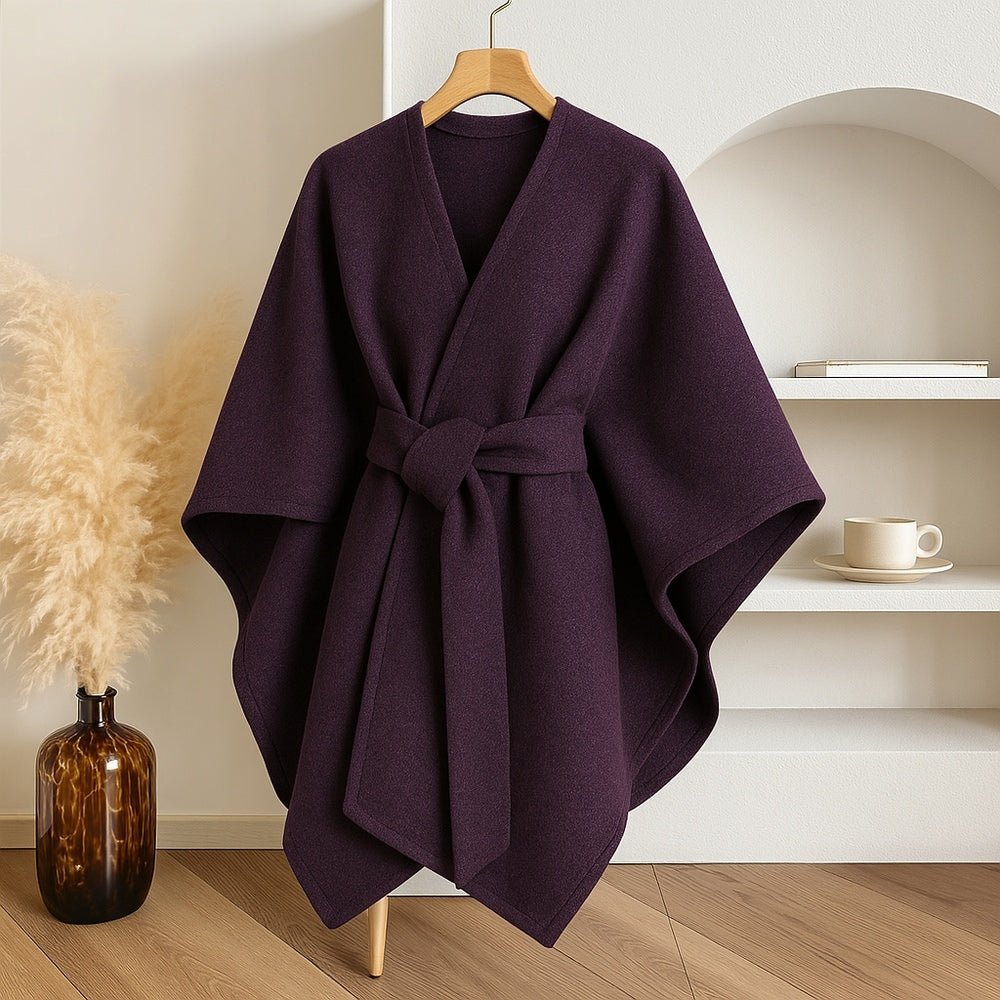 Luxe Winddichte Sjaal Jas met Elegante Drape