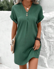 Robe boutonnée décontractée et aérée à col en V