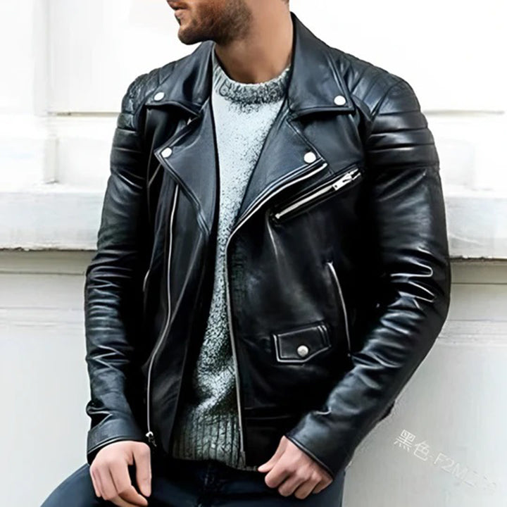 Leren Bikerjack voor Heren met Stoere Retro Look