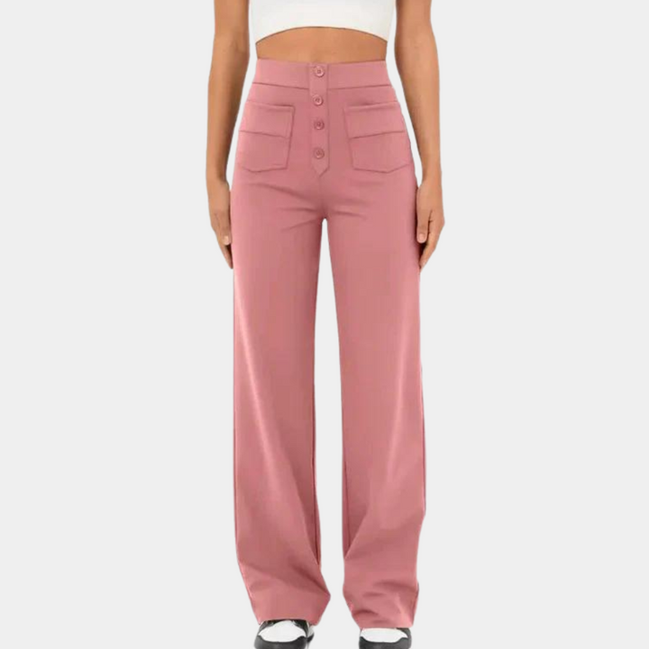 Roze broek met hoge taille voor dames