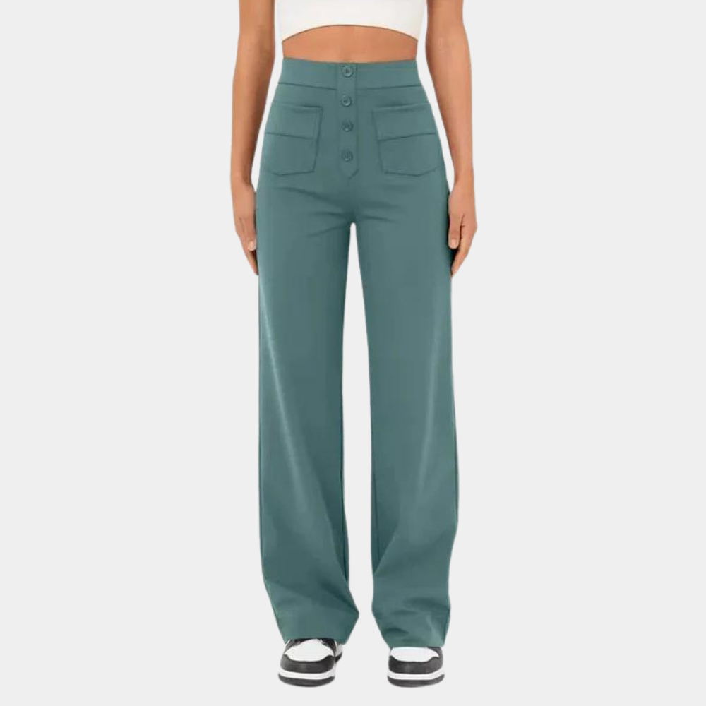 Groene broek met hoge taille voor dames