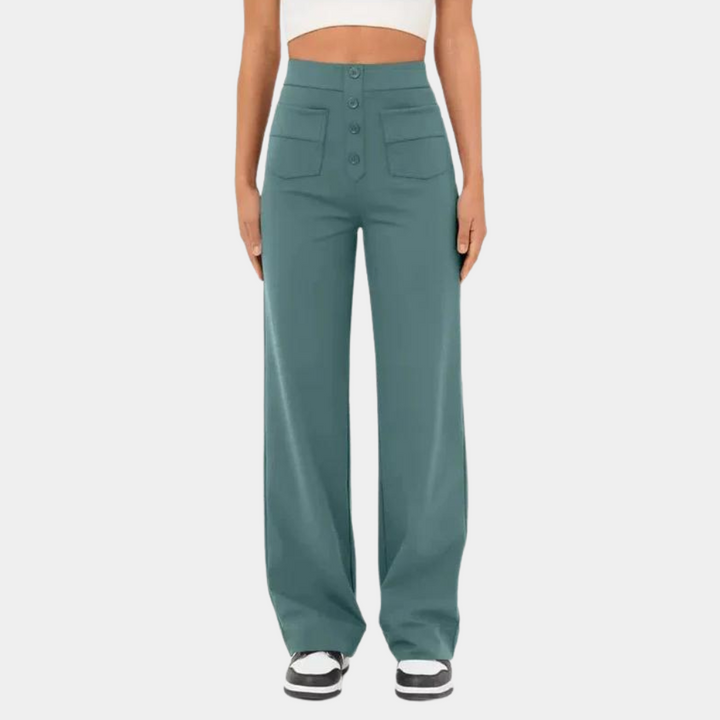 Groene broek met hoge taille voor dames