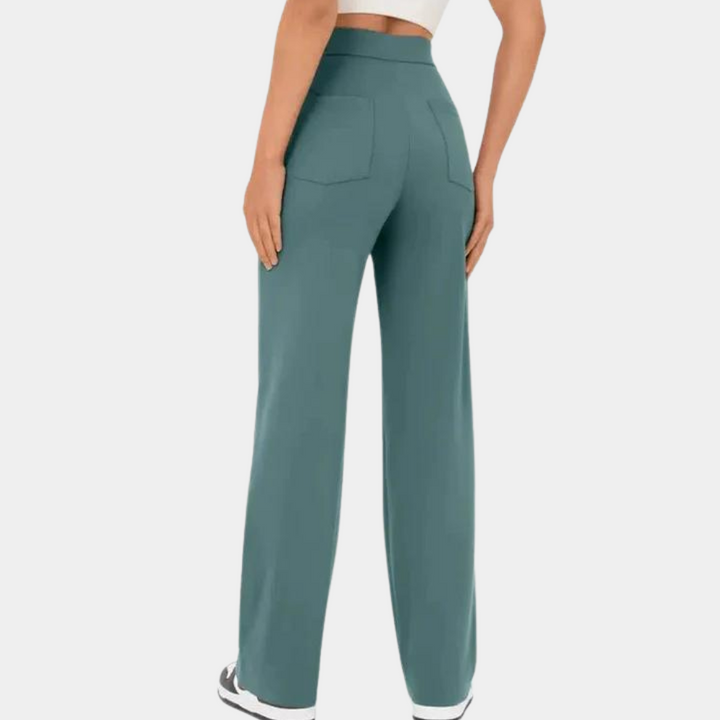 Groene broek met hoge taille voor dames
