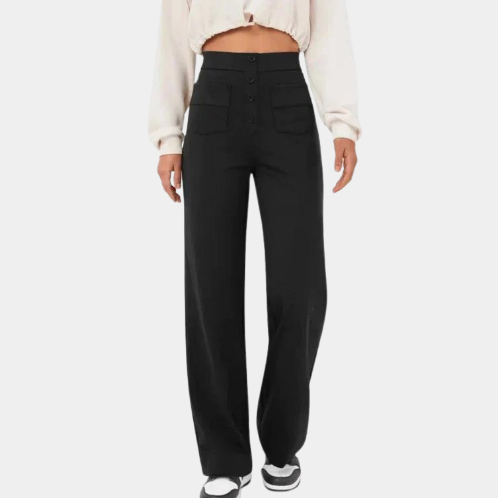 Zwarte broek met hoge taille voor dames