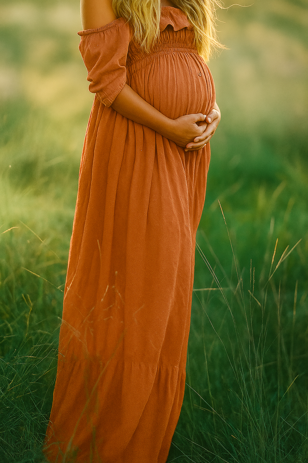 Off-shoulder maxi-zwangerschapsjurk