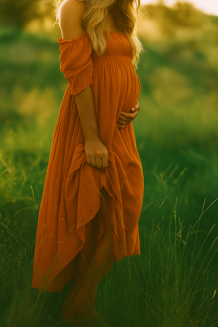 Off-shoulder maxi-zwangerschapsjurk