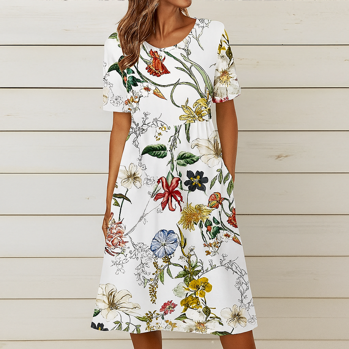 Zomerse shiftjurk met bloemenprint