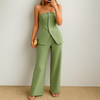 Strapless tanktop en broek met hoge taille