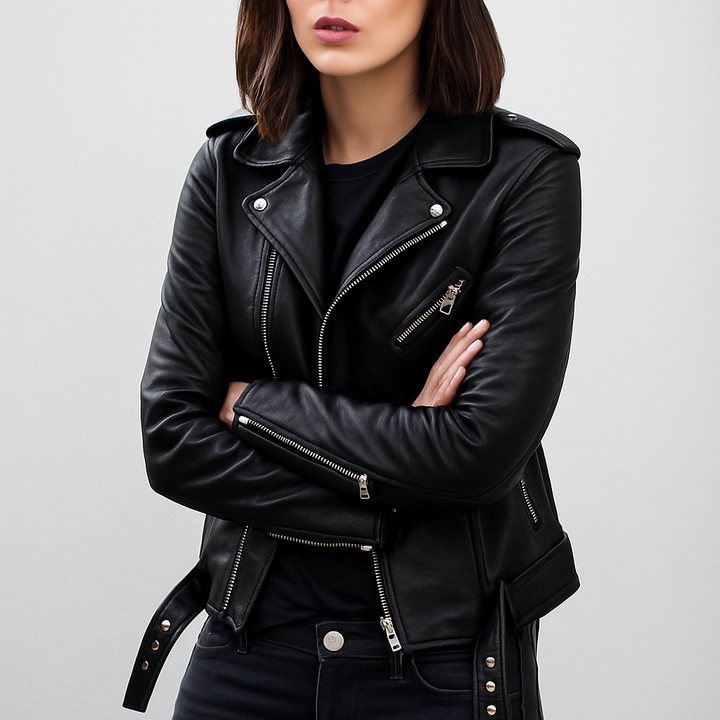 Slim Fit Biker Leren Jack voor Dames
