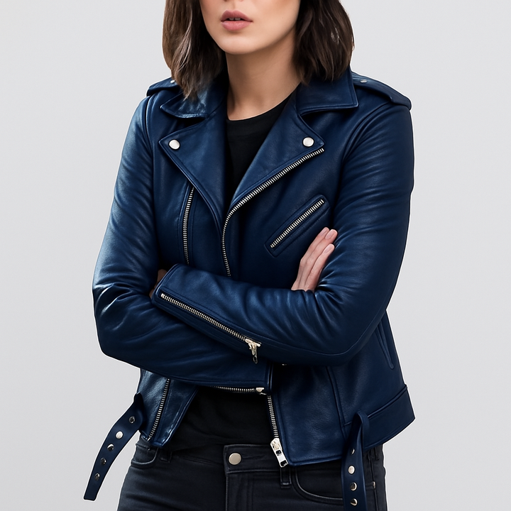 Slim Fit Biker Leren Jack voor Dames