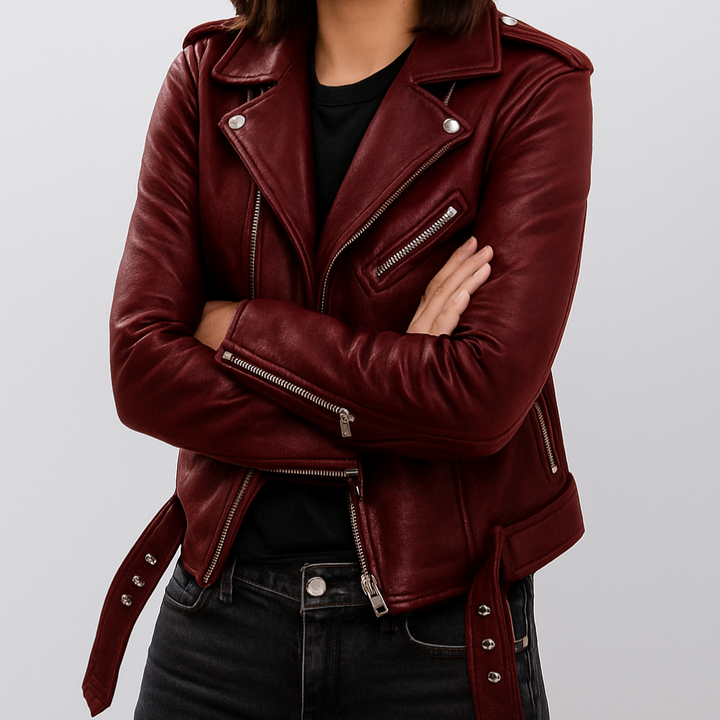 Slim Fit Biker Leren Jack voor Dames