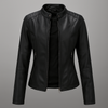 Getailleerd rood leren motorjack voor dames