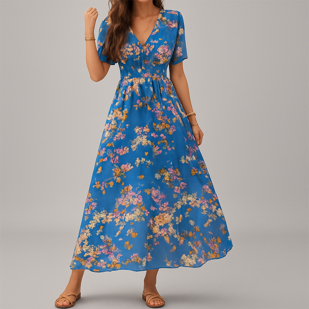 Midi-jurk met bloemenprint