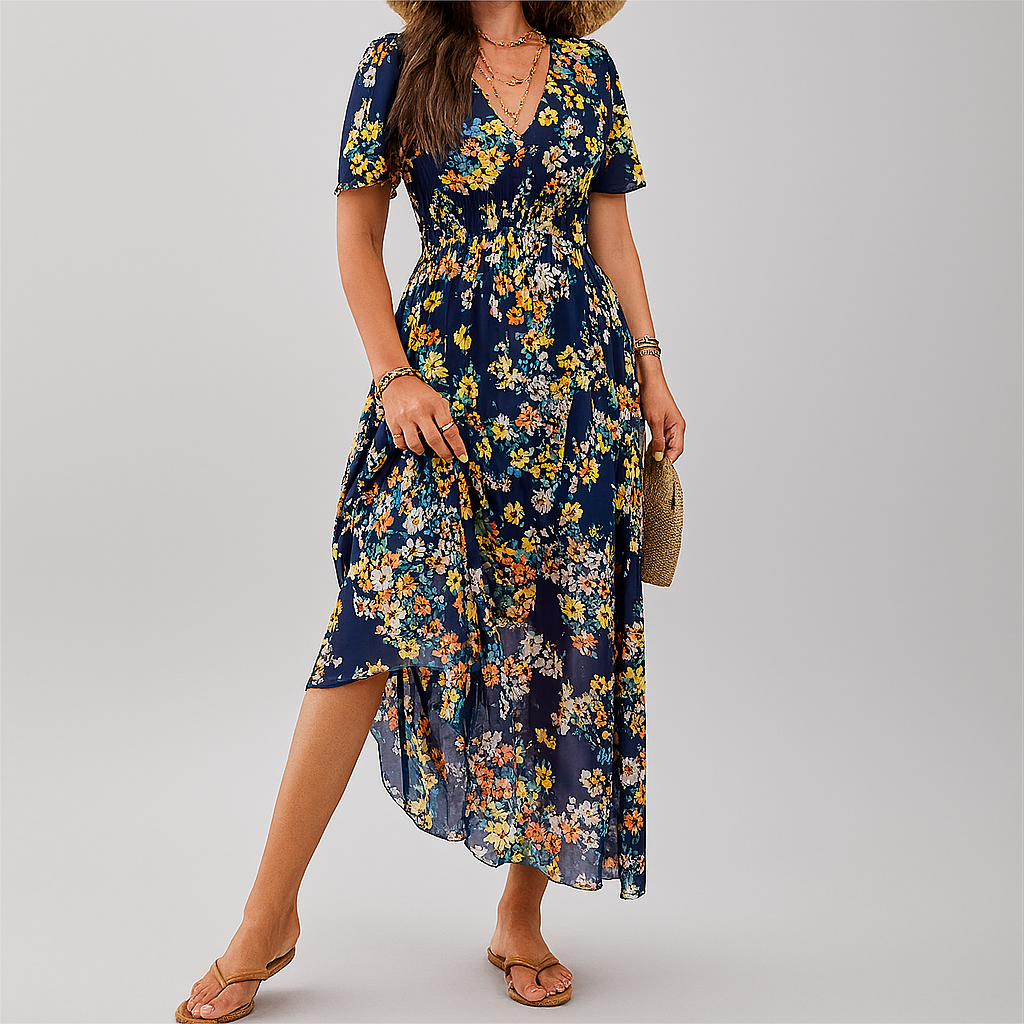 Midi-jurk met bloemenprint