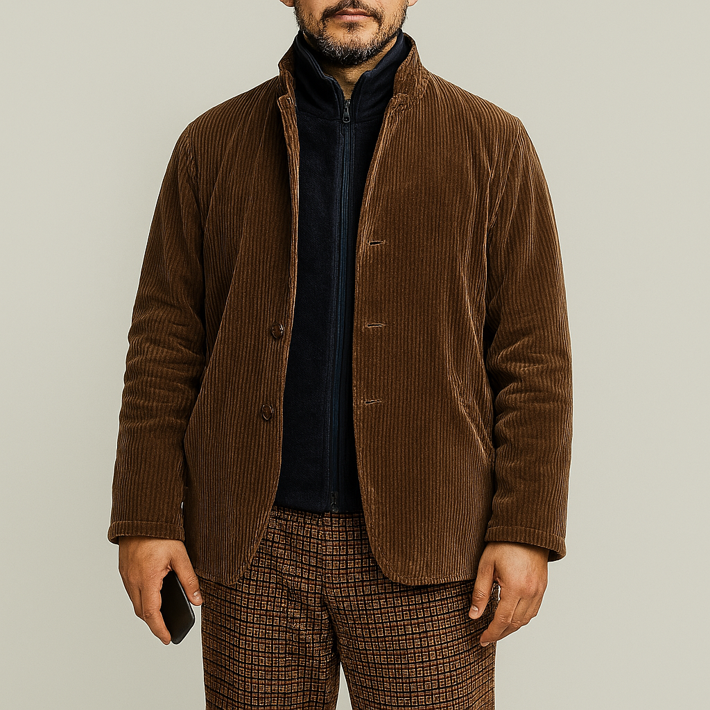 Retro casual effen herenjas