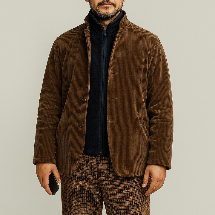 Retro casual effen herenjas