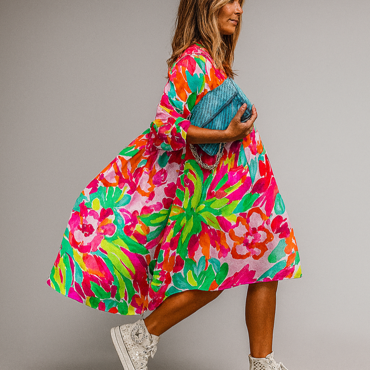 Oversized midi-jurk met bloemenprint