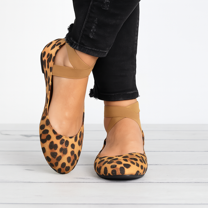 Suède ballerina's met elastische bandjes