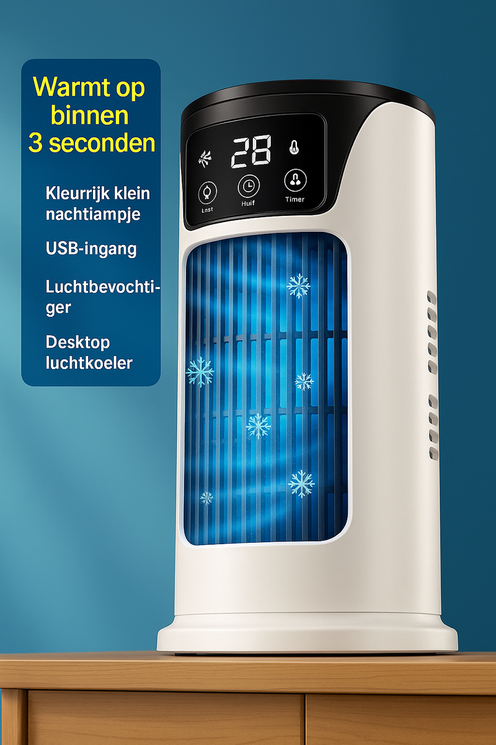 Draagbare 3-in-1 USB Airconditioner met Luchtbevochtiger en Sfeerverlichting