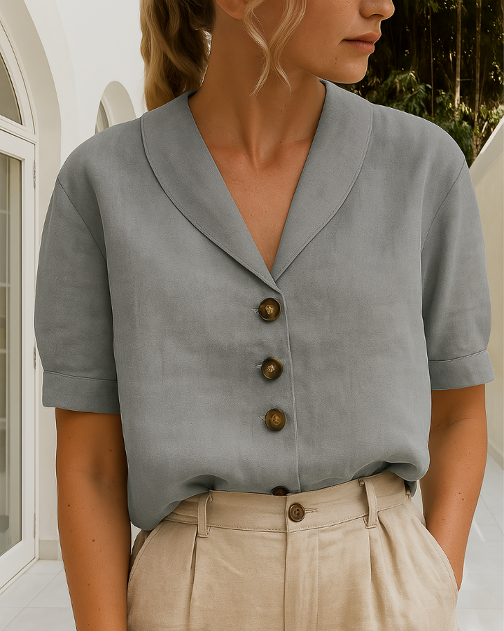 Trendy dames T-shirt van katoen en linnen