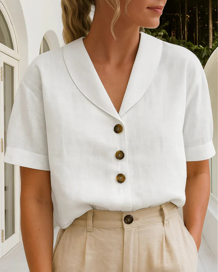 Trendy dames T-shirt van katoen en linnen